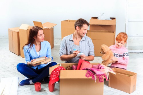 Professional house movers handling a residential move in France