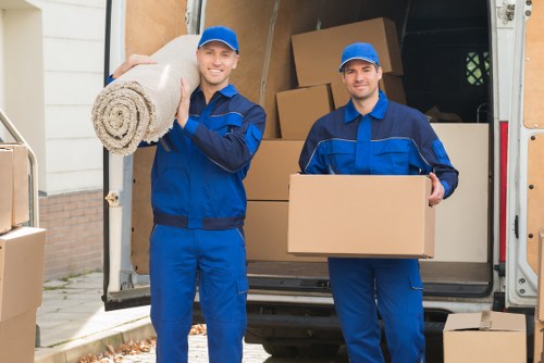 Professional movers handling a residential relocation in France