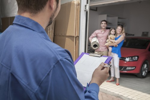 Van loaded with household furniture for local removal in France
