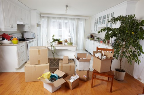 Mover helping with an apartment relocation in France