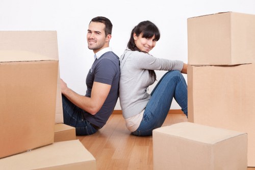 Commercial man and van transport for office and business moves in France